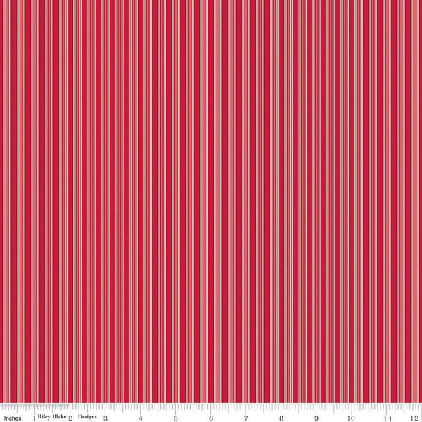 SALE Merry Little Christmas Stripes C14847 Red by Riley Blake Designs - Stripe Striped - Quilting Cotton Fabric