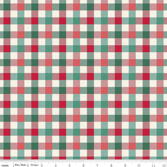 Fat Quarter End of Bolt - Merry Little Christmas Check C14848 Multi - Riley Blake Designs - Checks Checkered - Quilting Cotton Fabric