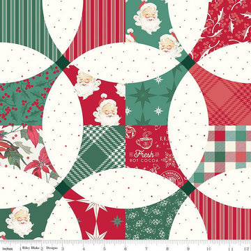 Merry Little Christmas Petals Cheater Print C14849 Multi - Riley Blake Designs - Flowering Snowball Design - Quilting Cotton Fabric