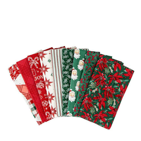 SALE Merry Little Christmas One-Yard Bundle Green 9 Pieces - Riley Blake Designs - Pre cut Precut - One-Yard Bundle - Quilting Cotton Fabric