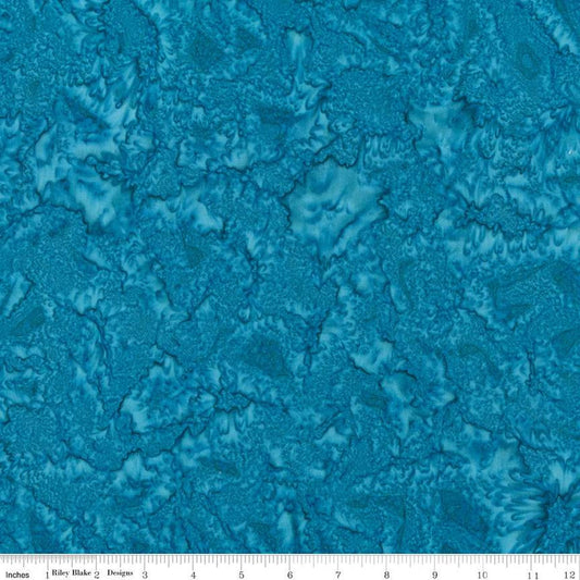 Fat Quarter End of Bolt - SALE Batiks Expressions Hand-Dyes Aegean Blue Hand-Dyed Fabric - BTAP273 - Riley Blake Quilting Cotton Fabric