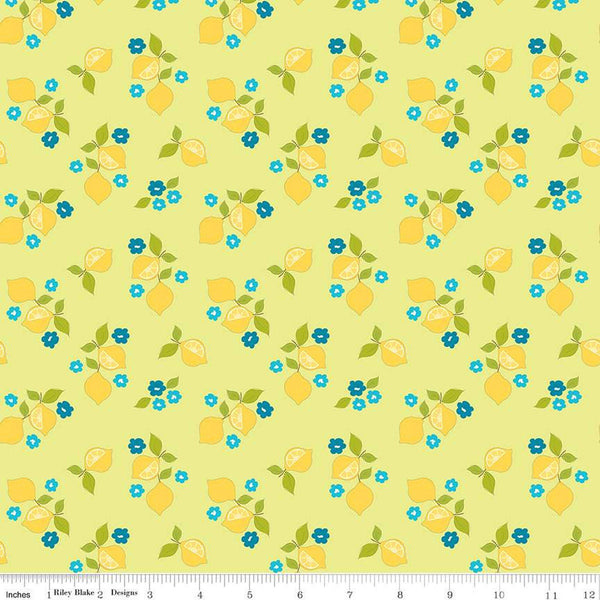 SALE Here Comes the Sun Citrus C14811 Celery - Riley Blake Designs - Lemons Blossoms - Quilting Cotton Fabric