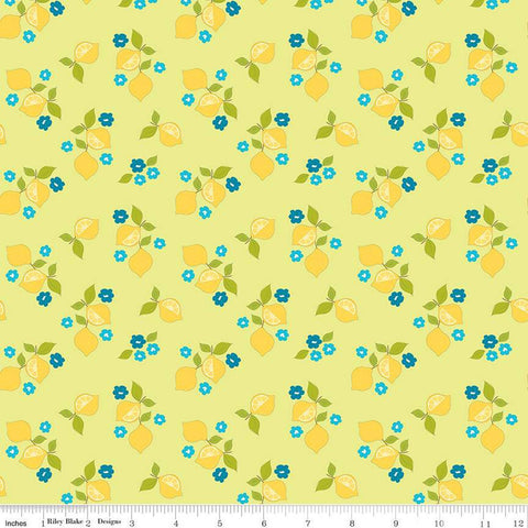 SALE Here Comes the Sun Citrus C14811 Celery - Riley Blake Designs - Lemons Blossoms - Quilting Cotton Fabric