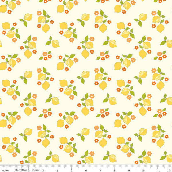 Here Comes the Sun Citrus C14811 Cream - Riley Blake Designs - Lemons Blossoms - Quilting Cotton Fabric