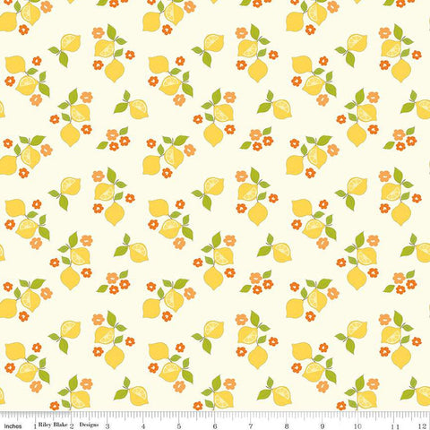 Here Comes the Sun Citrus C14811 Cream - Riley Blake Designs - Lemons Blossoms - Quilting Cotton Fabric