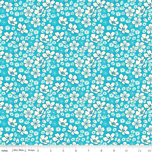 Here Comes the Sun Floral C14812 Peacock - Riley Blake Designs - Floral Flowers - Quilting Cotton Fabric