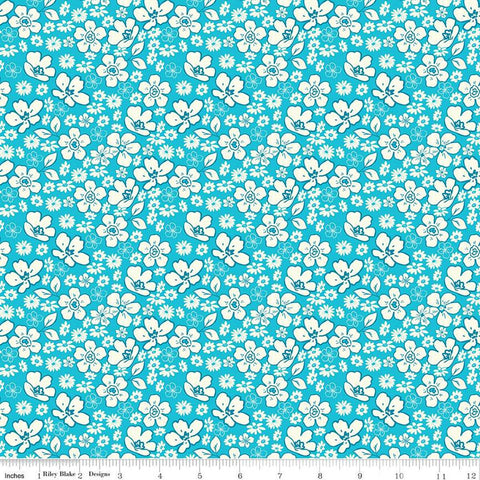Here Comes the Sun Floral C14812 Peacock by Riley Blake Designs - Floral Flowers - Quilting Cotton Fabric