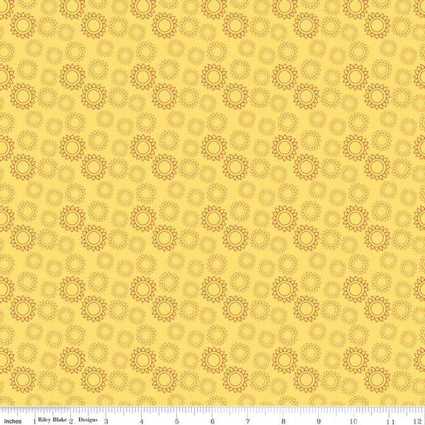 Here Comes the Sun Sun C14814 Yellow - Riley Blake Designs - Outlined Suns - Quilting Cotton Fabric