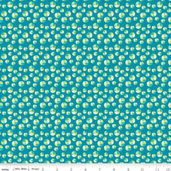 Here Comes the Sun Slices C14817 Azure by Riley Blake Designs - Scattered Circles - Quilting Cotton Fabric