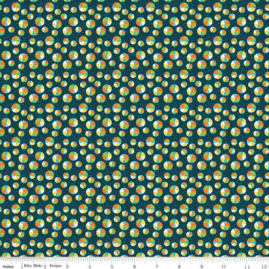 SALE Here Comes the Sun Slices C14817 Midnight - Riley Blake Designs - Scattered Circles - Quilting Cotton Fabric
