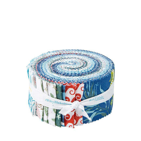 Free as the Ocean 2.5 Inch Rolie Polie Jelly Roll 40 pieces - Riley Blake Designs - Precut Pre cut Bundle - Quilting Cotton Fabric