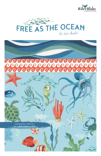 Free as the Ocean 2.5 Inch Rolie Polie Jelly Roll 40 pieces - Riley Blake Designs - Precut Pre cut Bundle - Quilting Cotton Fabric