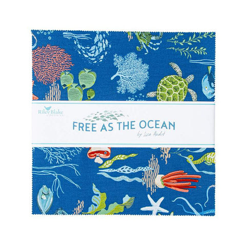 Free as the Ocean Layer Cake 10" Stacker Bundle - Riley Blake Designs - 42 piece Precut Pre cut - Quilting Cotton Fabric