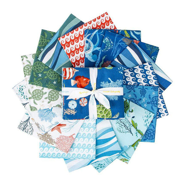 Free as the Ocean Fat Quarter Bundle 15 pieces - Riley Blake Designs - Pre cut Precut - Quilting Cotton Fabric