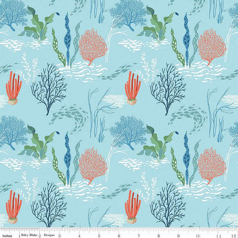 Free as the Ocean Reef C14801 Aqua - Riley Blake Designs - Ocean Plants - Quilting Cotton Fabric