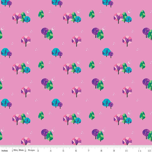 SALE Bloom Moonlit C14985 Pink - Riley Blake Designs - Moons Trees - Quilting Cotton Fabric