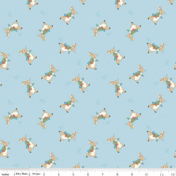 The Tale of Peter Rabbit Peter Toss C14702 Blue - Riley Blake Designs - Beatrix Potter - Quilting Cotton Fabric - Licensed Product
