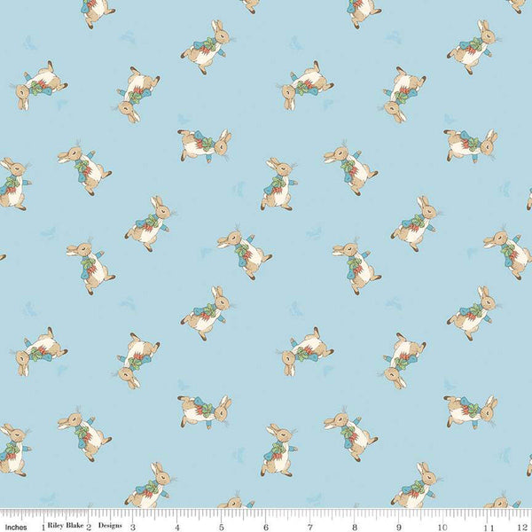 SALE The Tale of Peter Rabbit Peter Toss C14702 Blue - Riley Blake Designs - Beatrix Potter - Quilting Cotton Fabric