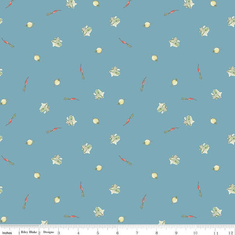 SALE The Tale of Peter Rabbit Veggies C14703 Blue - Riley Blake Designs - Beatrix Potter - Quilting Cotton Fabric - Licensed Product