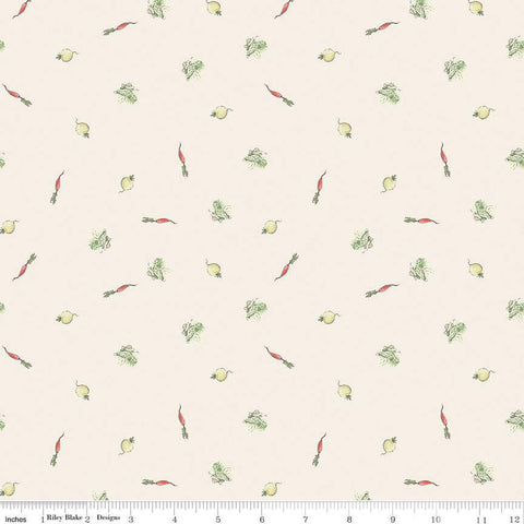 9" End of Bolt - The Tale of Peter Rabbit Veggies C14703 Cream - Riley Blake - Beatrix Potter - Quilting Cotton Fabric - Licensed Product