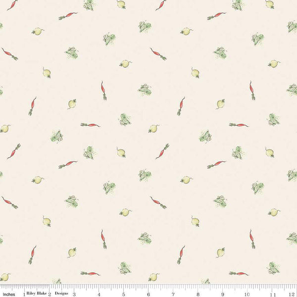 SALE The Tale of Peter Rabbit Veggies C14703 Cream - Riley Blake Designs - Beatrix Potter Scattered Vegetables - Quilting Cotton Fabric