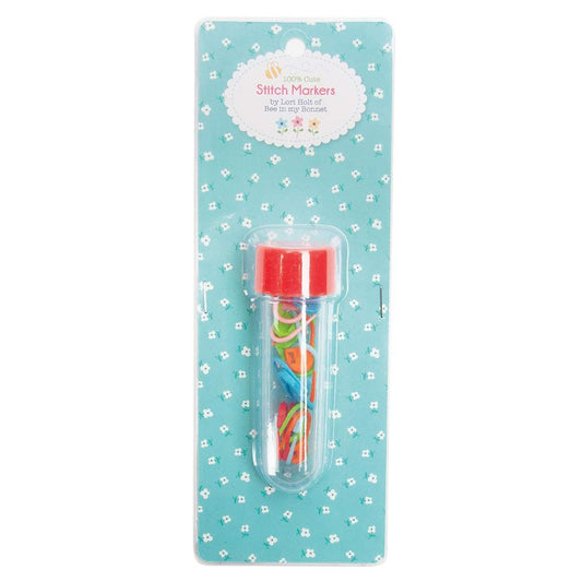 SALE Stitch Markers ST-3589 - Lori Holt - Riley Blake Designs - 18-Piece in 3 Colors Plastic Reusable Storage Tube