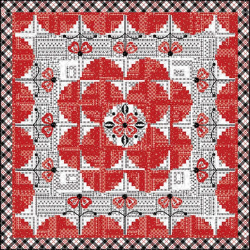 DEAL Red Licorice Quilt PATTERN P112 Jillily Studio - Riley Blake Designs - INSTRUCTIONS Only - Piecing Log Cabin with Applique