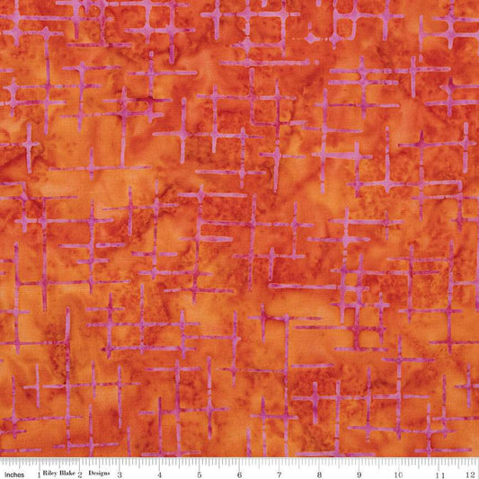 DEAL Batiks Expressions Berry Lemonade BTHH1298 Papaya - Riley Blake Designs - Hand-Dyed Tjaps Print - Quilting Cotton