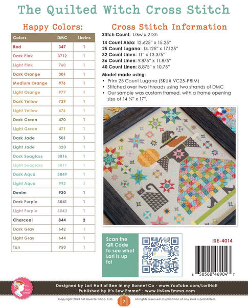 The Quilted Witch Cross Stitch PATTERN P051-ISE-4014 - Riley Blake - Instructions Only - It's Sew Emma - Counted Cross Stitch