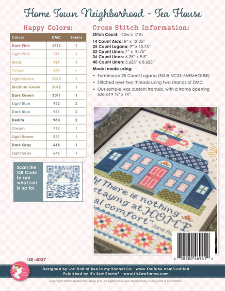 Home Town Neighborhood Tea House Cross Stitch PATTERN P051-ISE-4037 - Riley Blake - Instructions Only - It's Sew Emma