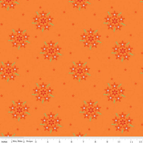 SALE Bloom Star Flower C14983 Tangerine by Riley Blake Designs - Flowers Floral - Quilting Cotton Fabric