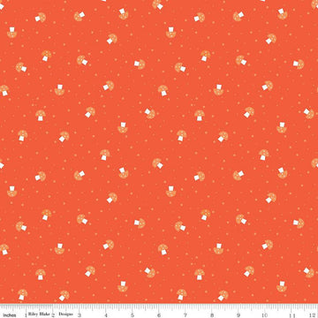 Bloom Mushies C14986 Orange - Riley Blake Designs - Mushrooms Dots - Quilting Cotton Fabric