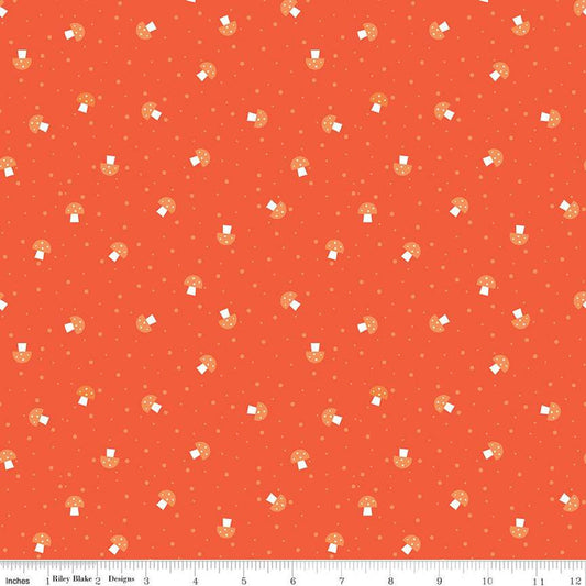 Bloom Mushies C14986 Orange - Riley Blake Designs - Mushrooms Dots - Quilting Cotton Fabric