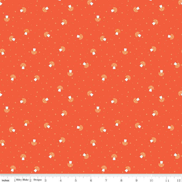 Bloom Mushies C14986 Orange by Riley Blake Designs - Mushrooms Dots - Quilting Cotton Fabric