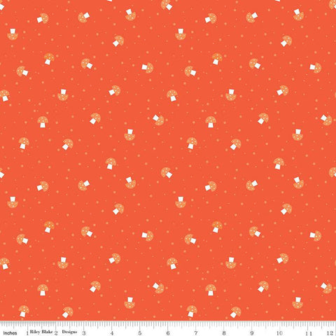 Bloom Mushies C14986 Orange by Riley Blake Designs - Mushrooms Dots - Quilting Cotton Fabric