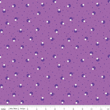31" End of Bolt - Bloom Mushies C14986 Purple - Riley Blake Designs - Mushrooms Dots - Quilting Cotton Fabric