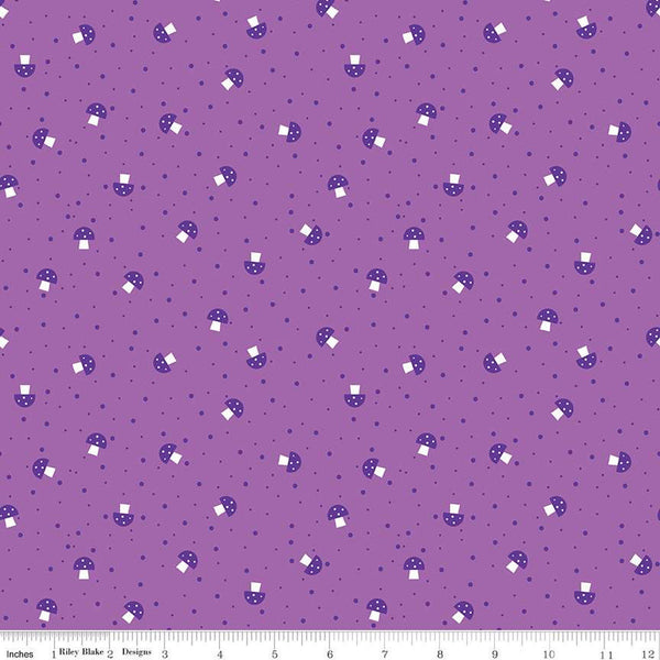 Bloom Mushies C14986 Purple by Riley Blake Designs - Mushrooms Dots - Quilting Cotton Fabric