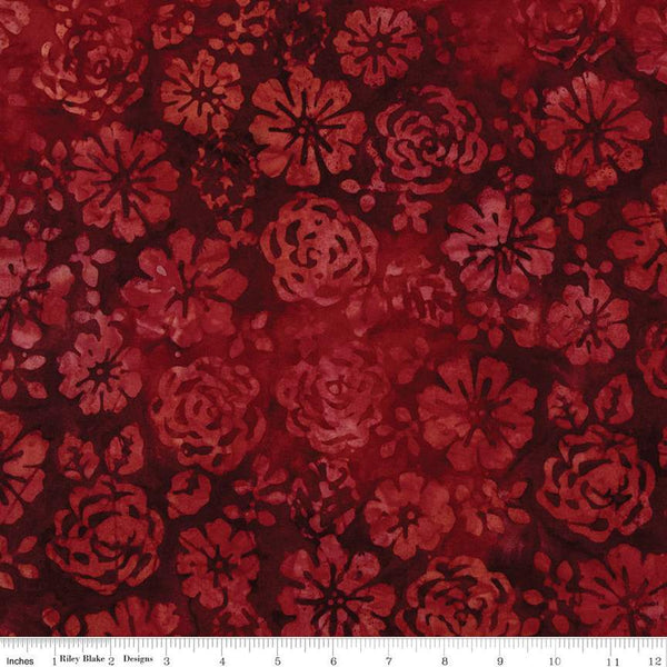 SALE Batiks Expressions Berry Lemonade BTAP1306 Cranberry - Riley Blake Designs - Hand-Dyed Tjaps Print - Quilting Cotton