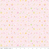 29" End of Bolt - SALE FLANNEL Baby Girl Binkies and Bottles F13335 Pink - Riley Blake - Children's Stars Safety Pins - FLANNEL Cotton