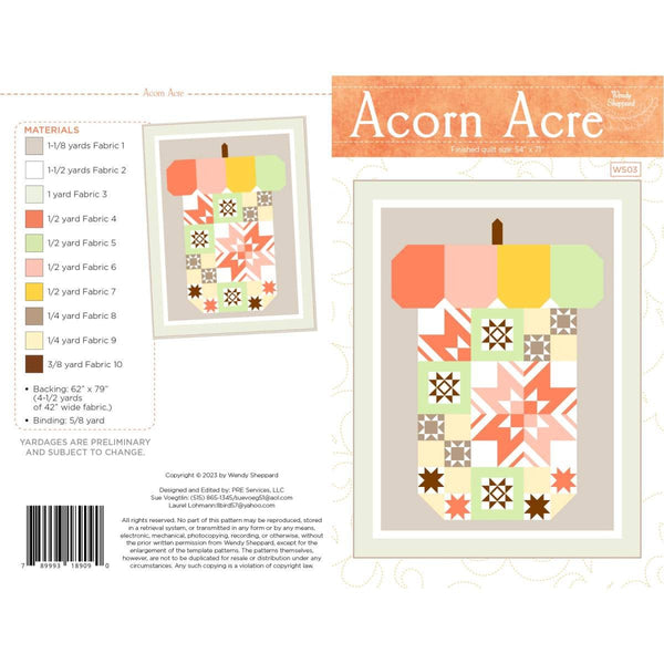 Acorn Acre Quilt PATTERN P180 by Wendy Sheppard - Riley Blake Designs - INSTRUCTIONS Only - Pieced Acorn