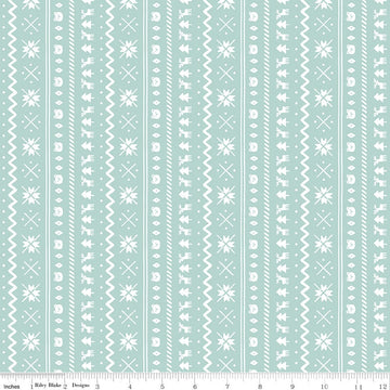 13" End of Bolt -SALE FLANNEL Northern Lights Fair Isle F15002 Glacier-Riley Blake-Stripes Winter Bears Trees Snowflakes Deer-FLANNEL Cotton