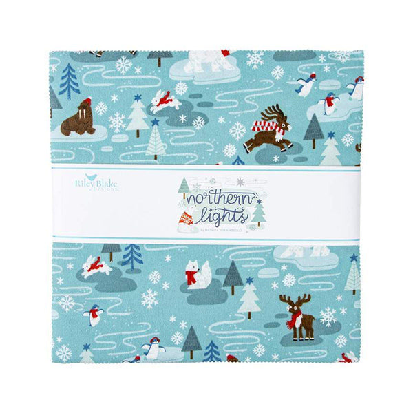 FLANNEL Northern Lights Layer Cake 10" Stacker Bundle - Riley Blake Designs - 42 piece Precut Pre cut - Winter - Flannel Cotton Fabric