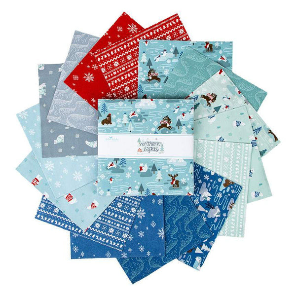 FLANNEL Northern Lights Layer Cake 10" Stacker Bundle - Riley Blake Designs - 42 piece Precut Pre cut - Winter - Flannel Cotton Fabric