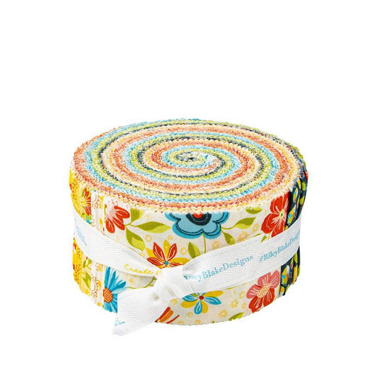 DEAL Here Comes the Sun 2.5 Inch Rolie Polie Jelly Roll 40-Piece - Riley Blake Designs - Precut  Bundle - Quilting Cotton Fabric