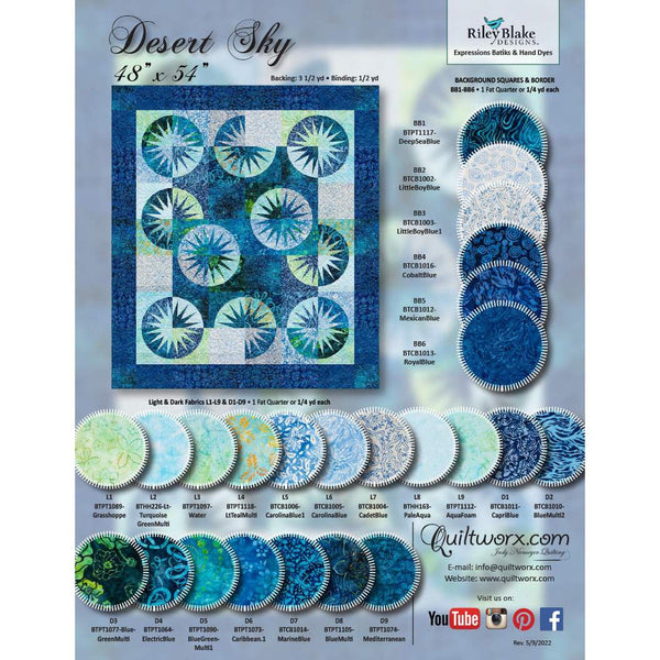 SALE Desert Sky Quilt PATTERN P182 by Quiltworx - Riley Blake Designs - INSTRUCTIONS Only - Piecing Fat Quarter Friendly