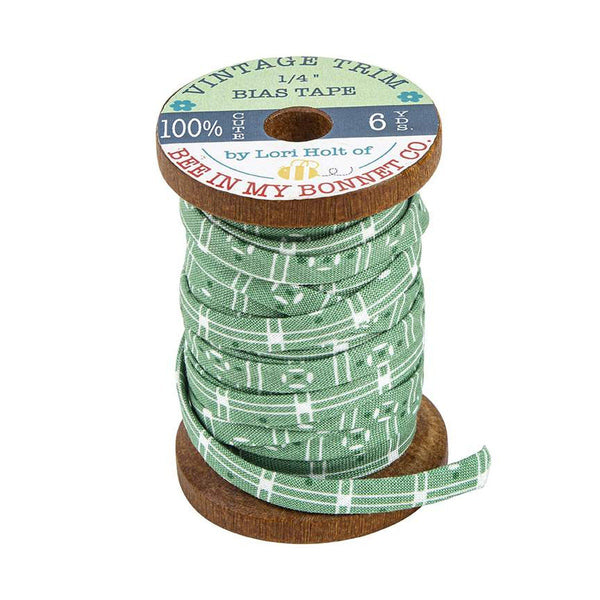 SALE Lori Holt 1/4" Double Fold Cook Book Bias Tape ST-24568 Alpine Linoleum - Riley Blake Designs - 6 Yards on Wood Spool