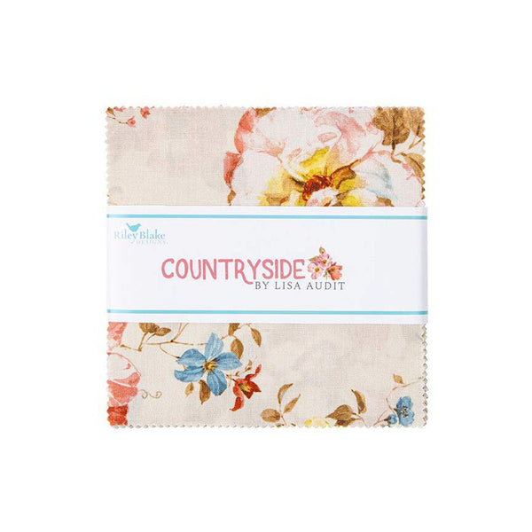 Countryside Charm Pack 5" Stacker Bundle - Riley Blake Designs - 42 piece Precut Pre cut - Floral - Quilting Cotton Fabric