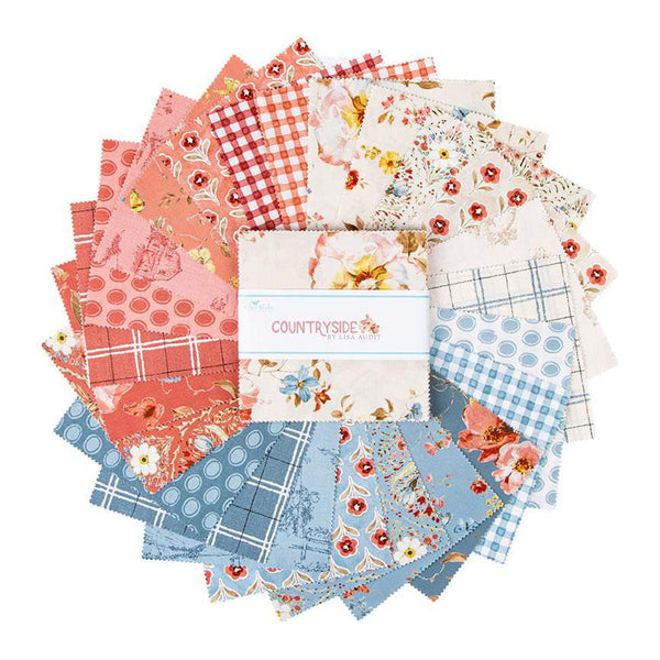 Countryside Charm Pack 5" Stacker Bundle - Riley Blake Designs - 42 piece Precut Pre cut - Floral - Quilting Cotton Fabric