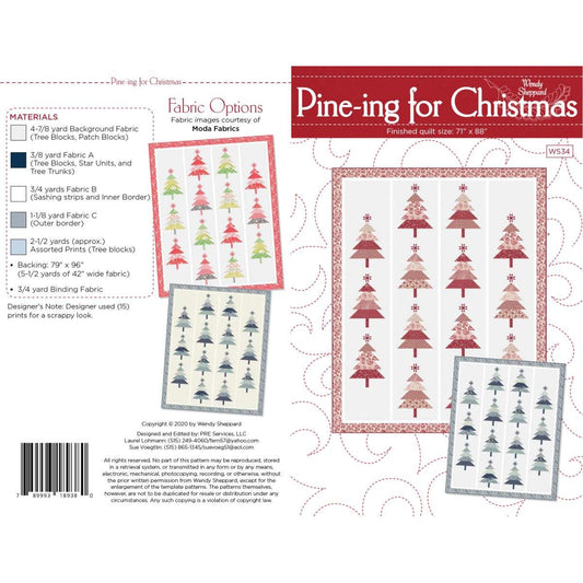 DEAL Pine-ing for Christmas Quilt PATTERN P180 - Wendy Sheppard - Riley Blake Designs - INSTRUCTIONS Only - Pieced Pine Trees