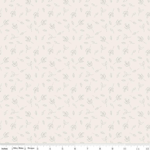 Cream, linen, light tan quilting cotton fabric with sketched leaves scattered about. 
Cute Little Fabric Shop